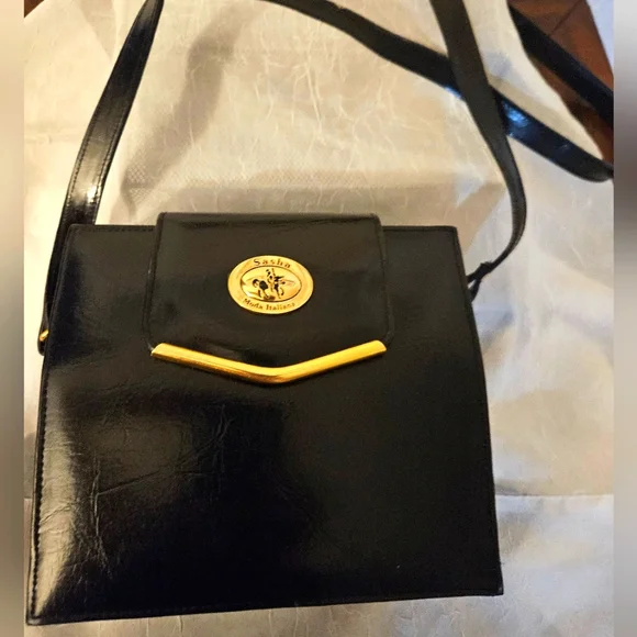 Sasha Moda Italiana Black Leather Handbag - Picture 1 of 4